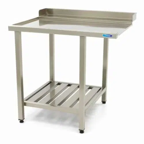 Gastro Geschirrspültisch - 120 x 75 cm - links - mit Backsplash und Lagerregal | Maxima 09201037 - 09201037