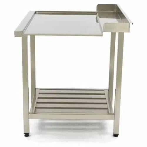 Gastro Geschirrspültisch - 120 x 75 cm - links - mit Backsplash und Lagerregal | Maxima 09201037 - 09201037