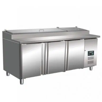 Saro Pizzakühltisch 3 Türen mit Kühlkanal | 459 Liter | 9x 1/3 GN | B1795xT700xH890-950/1042mm | 323-3240 - 323-3240