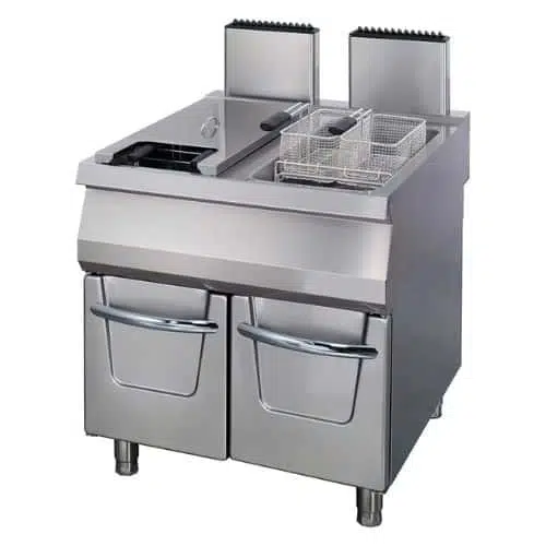 Gastro Premium Fritteuse - 2 x 22 l - Doppeleinheit - 90 cm Tief - mit Ablasshahn - Gas | Maxima 09398606 - 09398606