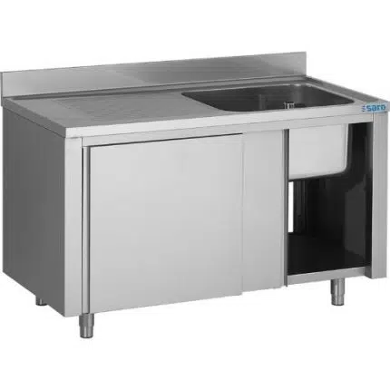 Gastro Spülschrank Schiebetüren -1200mm, 1 Becken rechts - 700-2705 - 700-2705
