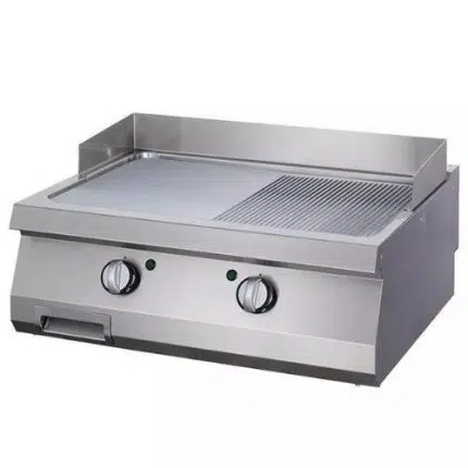 Gastro Heavy Duty Grillplatte - Halb Gerillt - Doppeleinheit - 70 cm Tief - Elektrisch - Maxima 09395053 - 09395053
