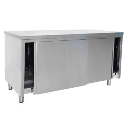 Edelstahlschrank, Schiebetür - T 700 x B 1000 mm | Saro 700-2000 - 700-2000