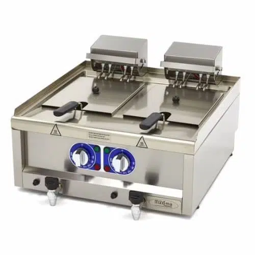 Maxima Gastro Fritteuse - 2 x 10 liter - 2 Körbe - mit Ablasshahn - 400 V - 09391650 - 09391650