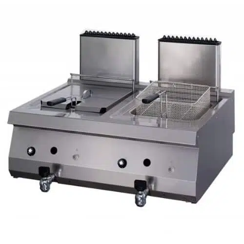 Maxima Gastro Gas Fritteuse - 2 x 12 liter - 2 x 10 kW - Doppeleinheit - 70 cm Tief - mit Ablasshahn - 09395003 - 09395003