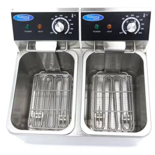 Maxima Gastro Fritteuse - 2 x 4 liter - 2 Körbe - Bis zu 1.5 kg Pommes Frites - 09365212 - 09365212