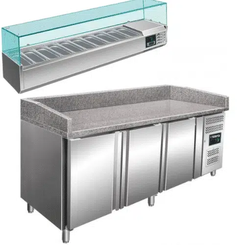 Saro Pizzatisch mit Kühlwanne -Granit + 10 x GN 1/4 - 302054 - 302054