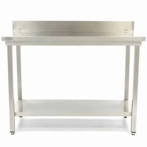 Maxima Gastro Edelstahltisch - 120 cm - Einstellbare Höhe - mit Backsplash und Lagerregal - B1200xT600xH900mm - 09300983 - 09300983