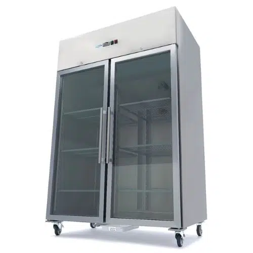Maxima Gastro Gefrierschrank mit Glastür - 1200 liter - 6 Einstellbare Regale (2/1 GN) - Rostfreier Stahl - 09400016 - 09400016