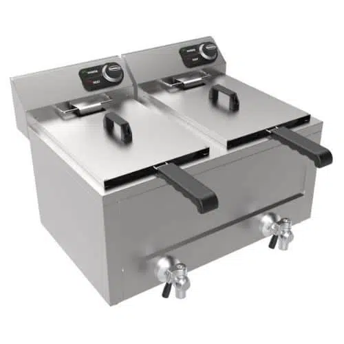 Doppelte Fritteuse 2 x 8 Liter | 2 x 3 kW | 230 V, 1-phasig | B 620 x T 545 x H 405 mm | Combisteel 7518.0205 - 7518.0205