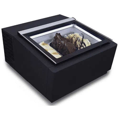 Tischmodell Speiseeisvitrine schwarz, öffnet auf der Kundenseite | Combisteel 7292.0020 - 7292.0020