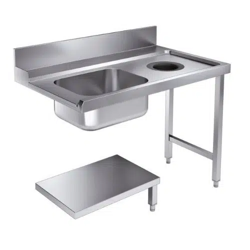 Zulauftisch Grundboden mit Abfallloch 1200 Rechts für 7280.0045-0046 | Combisteel 7106.0020 - 7106.0020