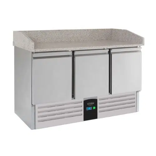 Combisteel Pizzatisch 3 türen - Granite top - energy line ausgestattet mit verdampfer - B1400xT700xH1020mm - 7450.5220 - 7450.5220