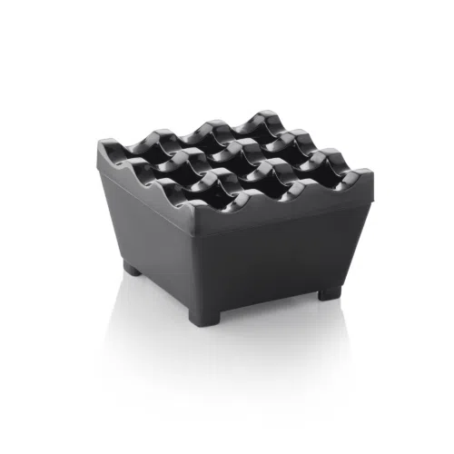 Windaschenbecher - 7,5 x 7,5 x 4,5 cm - schwarz verchromt - Zinkguss - 1110175 - 1110175