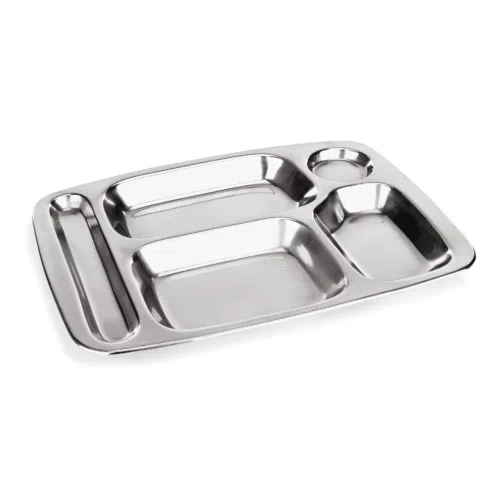 Abteilschale Set, 5-fach Unterteilung, 36,5 x 26,5 x 2,5 cm, Set á 6 Stück, Chromnickelstahl - 1288360 - 1288360