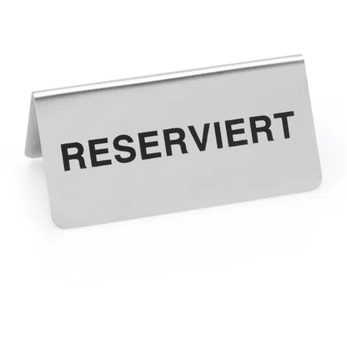 Hinweisschild "Reserviert" Set, 10 x 5 x 5 cm, Set á 12 Stück, Chromnickelstahl - 1432001 - 1432001