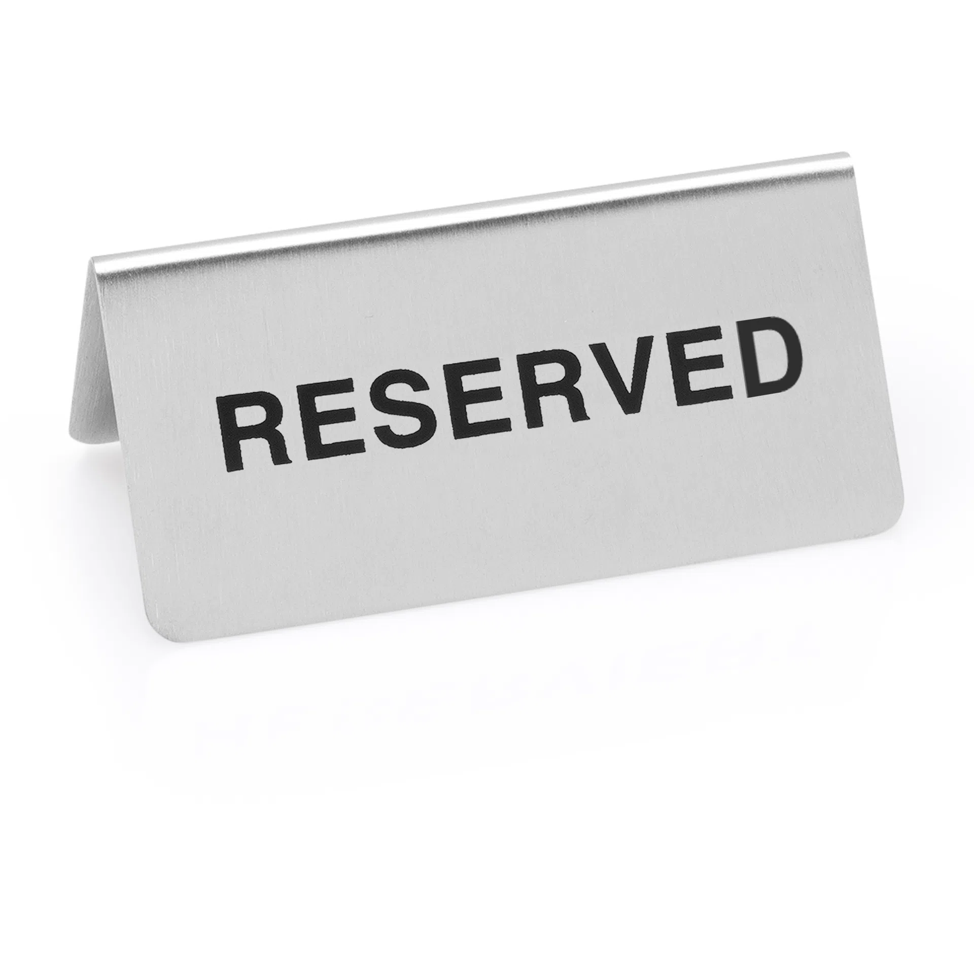 Hinweisschild "Reserved" Set, 10 x 5 x 5 cm, Set á 12 Stück, Chromnickelstahl - 1432011 - 1432011 Hinweisschild "Reserved" Set, 10 x 5 x 5 cm, Set á 12 Stück, Chromnickelstahl - 1432011 - 1432011