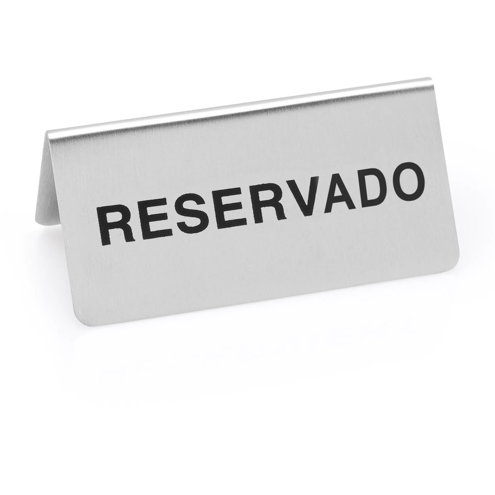 Hinweisschild "Reservado" Set, 10 x 5 x 5 cm, Set á 12 Stück, Chromnickelstahl - 1432021 - 1432021 Hinweisschild "Reservado" Set, 10 x 5 x 5 cm, Set á 12 Stück, Chromnickelstahl - 1432021 - 1432021