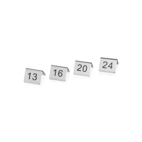 Tischnummernschild Set 13-24, 5 x 5 x 5,5 cm, 12-teilig, Chromnickelstahl - 1432024 - 1432024