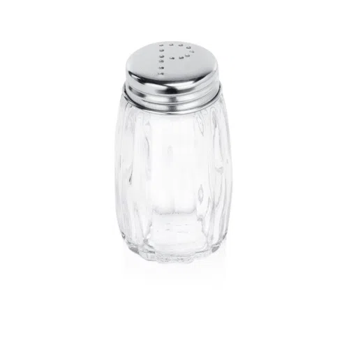 Pfefferstreuer Set, Ø 3,5 cm, Höhe 7 cm, Set á 12 Stück, Edelstahl, Glas - 1484000 - 1484000