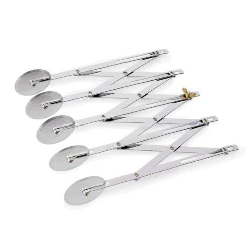 Teigschneider, 5 Rädchen Ø 5 cm, 24 cm, mit justierbarer max. Schnittbreite 12 cm, Edelstahl - 1507005 - 1507005 Teigschneider, 5 Rädchen Ø 5 cm, 24 cm, mit justierbarer max. Schnittbreite 12 cm, Edelstahl - 1507005 - 1507005