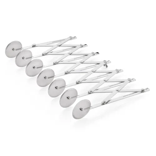 Teigschneider, 7 Rädchen, Ø 5 cm, 24 cm, mit justierbarer max. Schnittbreite 12 cm, Edelstahl - 1507007 - 1507007 Teigschneider, 7 Rädchen, Ø 5 cm, 24 cm, mit justierbarer max. Schnittbreite 12 cm, Edelstahl - 1507007 - 1507007