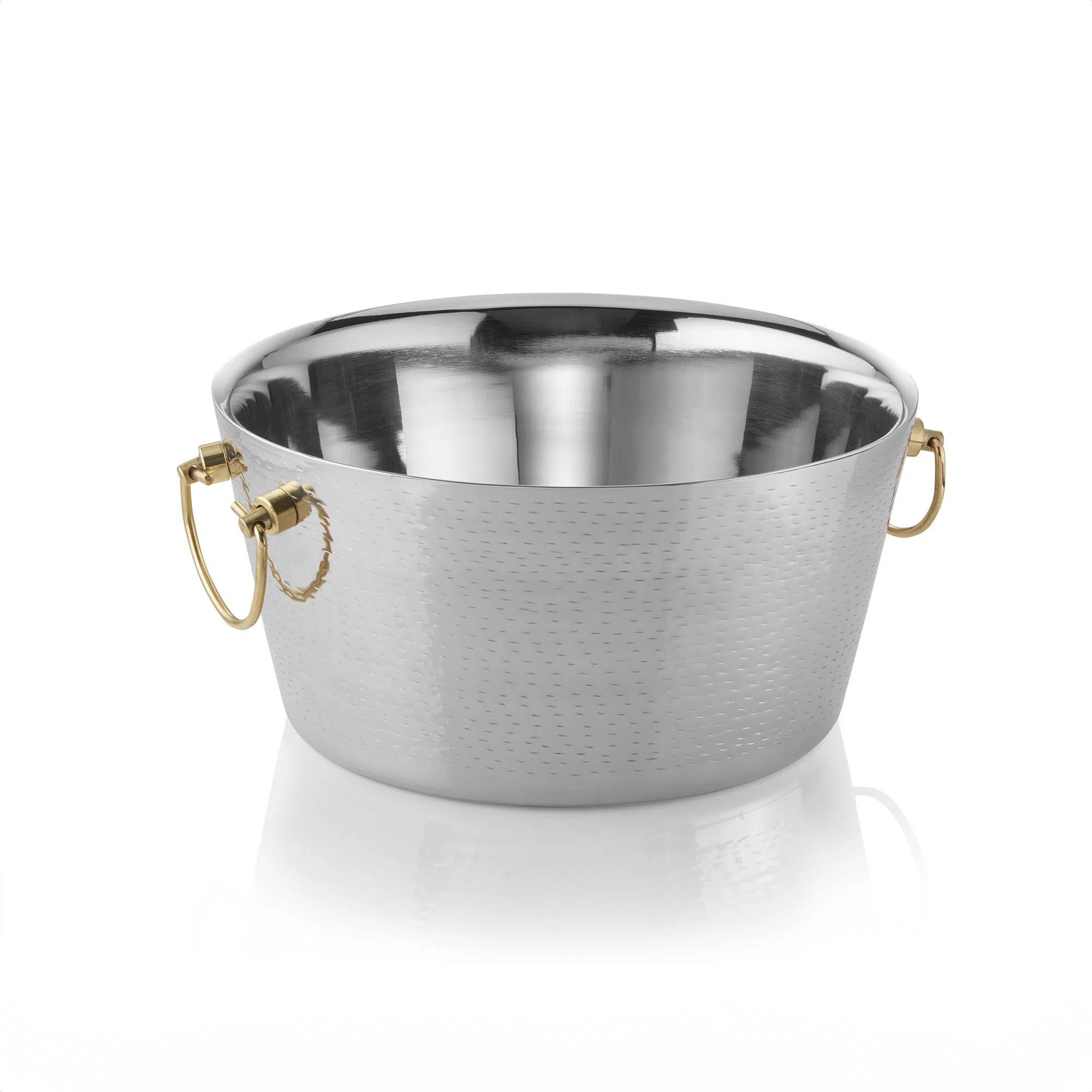 Champagnerkühler, mit Messinggriffen, Ø 34 cm, Höhe 17 cm, doppelwandig, gehämmerte Oberfläche, Chromnickelstahl, Messing - 1521234 - 1521234 Champagnerkühler, mit Messinggriffen, Ø 34 cm, Höhe 17 cm, doppelwandig, gehämmerte Oberfläche, Chromnickelstahl, Messing - 1521234 - 1521234