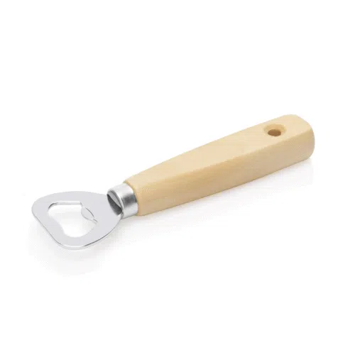 Flaschenöffner Set, 14,5 cm, Set á 12 Stück, verchromt, Holz - 1580140 - 1580140