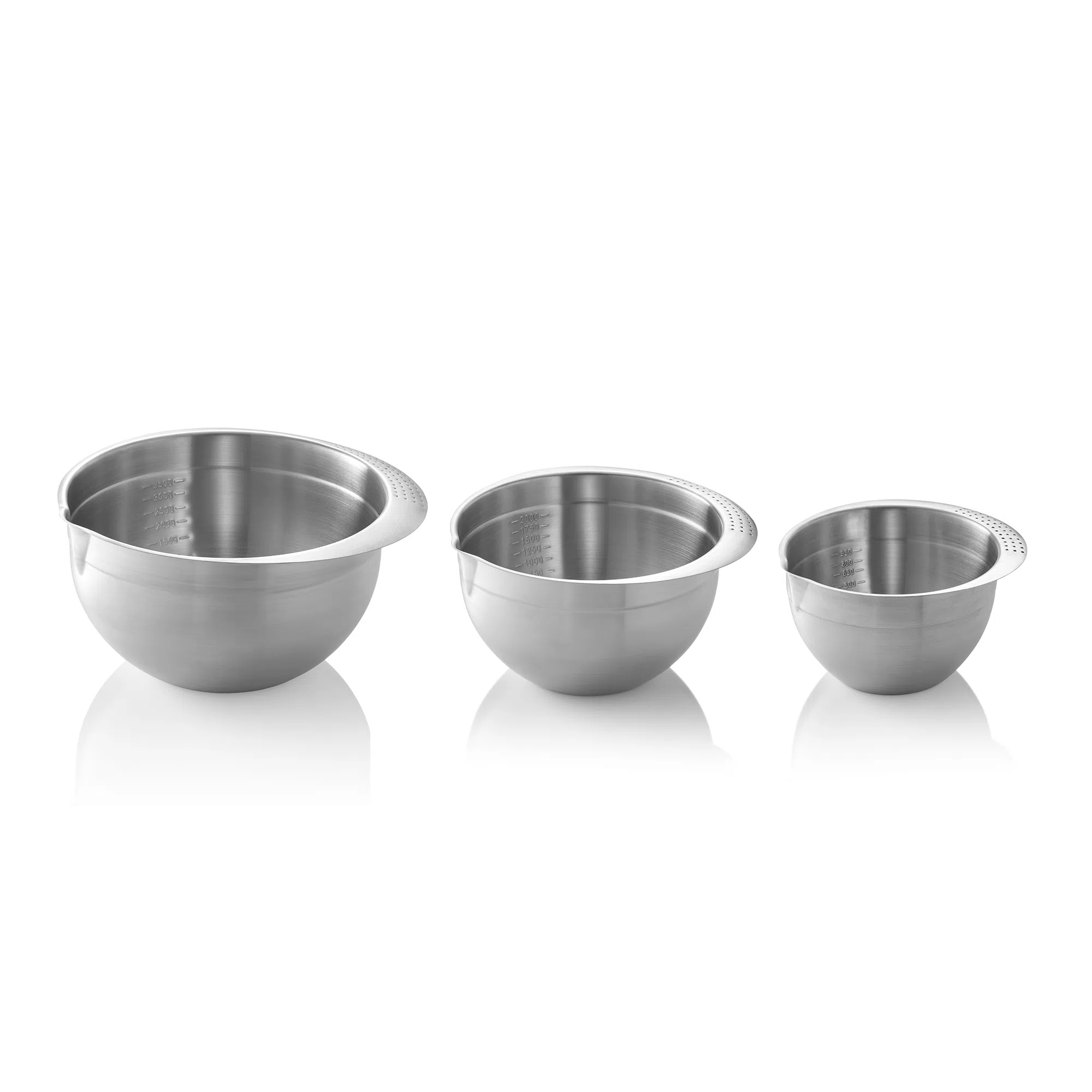 Rührschüssel Set, 3-teilig, 0,95/2,0/3,5 ltr., Chromnickelstahl 18/8 - 1701003 - 1701003 Rührschüssel Set, 3-teilig, 0,95/2,0/3,5 ltr., Chromnickelstahl 18/8 - 1701003 - 1701003