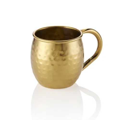 Moscow Mule Set, 0,45 ltr., Ø 8,5 cm, Höhe 10 cm, titanium gold, gehämmert, Set á 2 Stück, Chromnickelstahl, PVD Beschichtung - 2033435 - 2033435