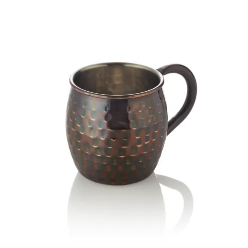Moscow Mule Set, 0,45 ltr., Ø 8,5 cm, Höhe 10 cm, antique, gehämmert, Set á 2 Stück, Chromnickelstahl, PVD Beschichtung - 2033545 - 2033545