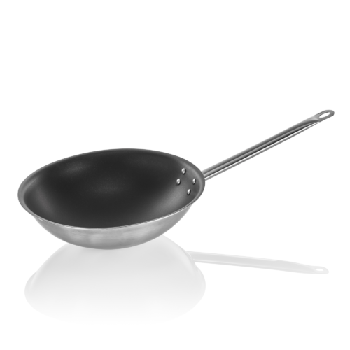 Wok mit Antihaftbeschichtung und rundem Boden, Ø 38 cm, Chromnickelstahl 18/10 - 2272380 - 2272380
