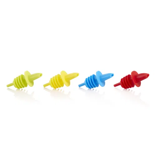 Ausgießer Set, jeweils 3x grün, gelb, blau, rot, Set á 12 Stück, Kunststoff - 3204004 - 3204004