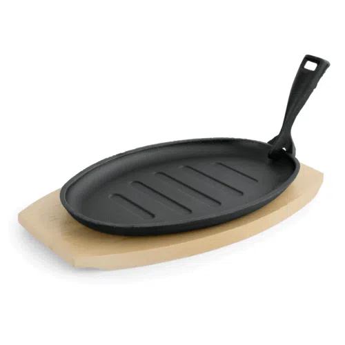 Servierpfanne IRON DINING, mit Holzuntersetzer, 27 x 17,5 x 2 cm, Gusseisen, Holz - 3521300 - 3521300
