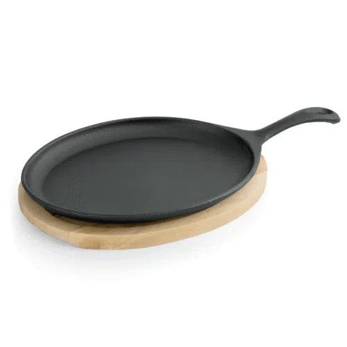 Servierpfanne IRON DINING, mit Holzuntersetzer, 25 x 18,5 x 2 cm, Gusseisen, Holz - 3522240 - 3522240