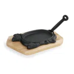 Servierpfanne IRON DINING, mit Holzuntersetzer, 27 x 16 x 2 cm, Motiv Rind, Gusseisen, Holz - 3523280 - 3523280