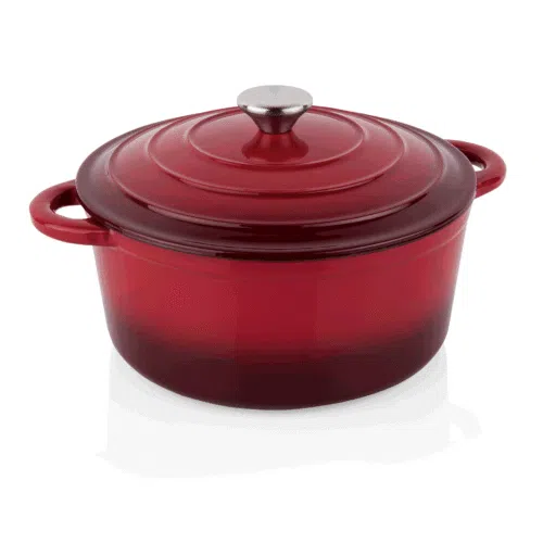 Topf, Ø 22 cm, Höhe 9,5 cm, rot, Gusseisen, Edelstahl, emailliert - 3540220 - 3540220