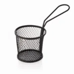 Servier- und Frittierkorb, Ø 9,5 cm, Höhe 8,5 cm, schwarz pulverbeschichtet, Chromnickelstahl - 4022109 - 4022109
