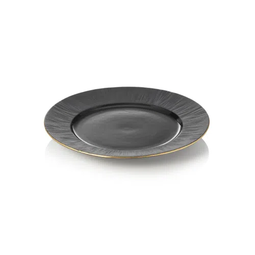 Teller Set MAYA KURO, flach, Ø 22 cm, schwarz, Set á 4 Stück, Porzellan - 4851022 - 4851022