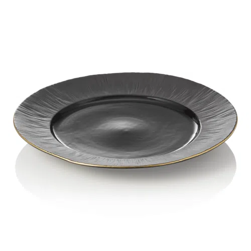 Teller Set MAYA KURO, flach, Ø 30 cm, schwarz, Set á 2 Stück, Porzellan - 4851030 - 4851030