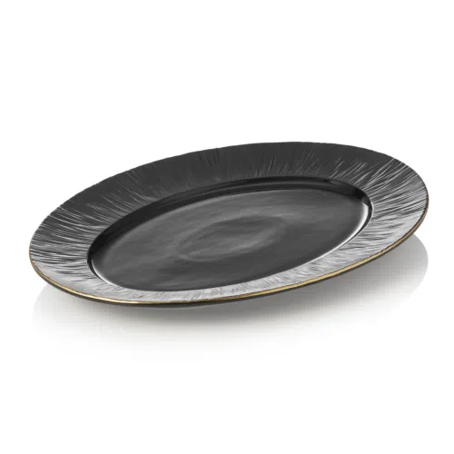 Platte Set MAYA KURO, 33 x 24,5 cm, schwarz, Set á 2 Stück, Porzellan - 4851333 - 4851333