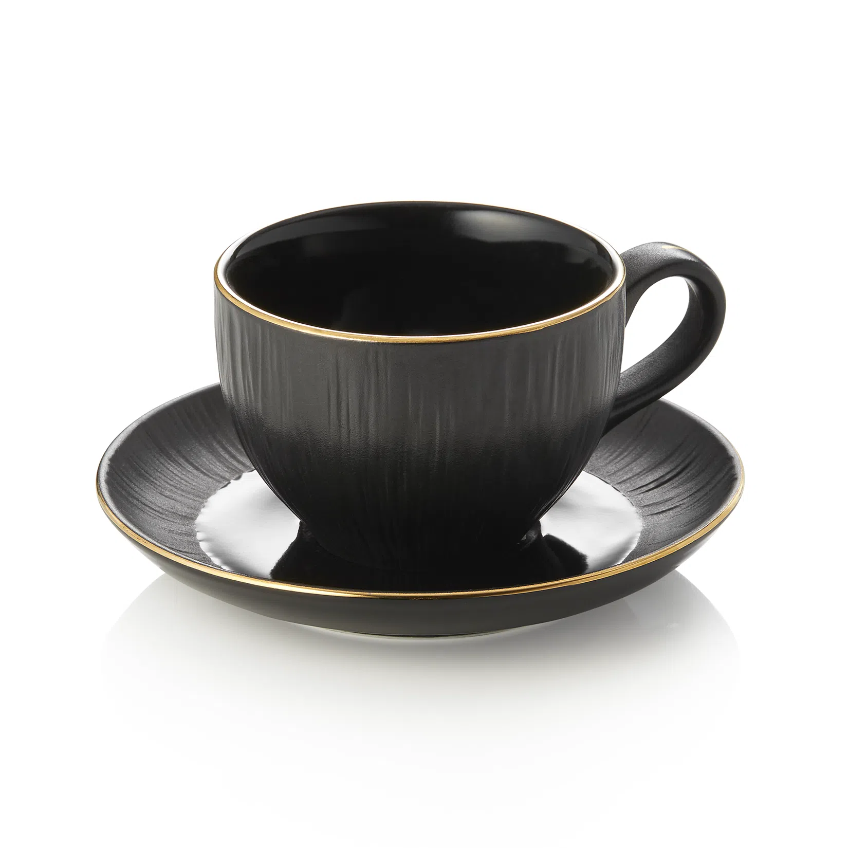 Cappuccinotasse mit Untertasse Set MAYA KURO, 200 ml, schwarz, Set á 4 Stück, Porzellan - 4851720 - 4851720 Cappuccinotasse mit Untertasse Set MAYA KURO, 200 ml, schwarz, Set á 4 Stück, Porzellan - 4851720 - 4851720