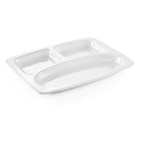 Abteilschale Set, 3-fach Unterteilung, 31 x 23 x 3 cm, Set á 3 Stück, Porzellan - 4924003 - 4924003