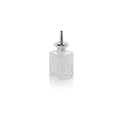 Bitterflasche NOCTURN, 0,13 ltr., 5,5 x 5,5 x 10,5 cm, Glas, Edelstahl - 8341013 - 8341013