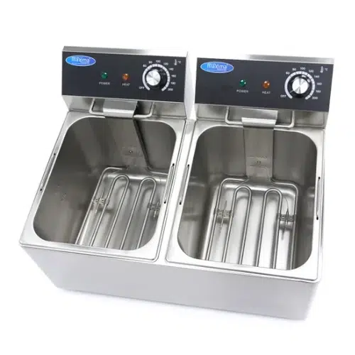 Gastro Fritteuse - 2 x 8 l - 2 Körbe - Bis zu 2.8 kg Pommes Frites | MAXIMA 09365225 - 09365225