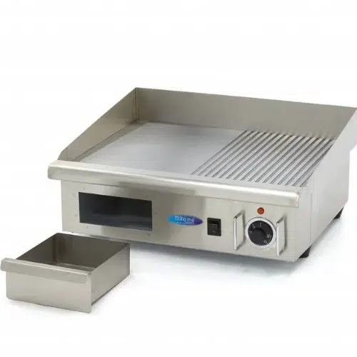 Gastro Grillplatte - Halb Gerillt - 55 cm - inkl. Tropfschale - Maxima 09300072