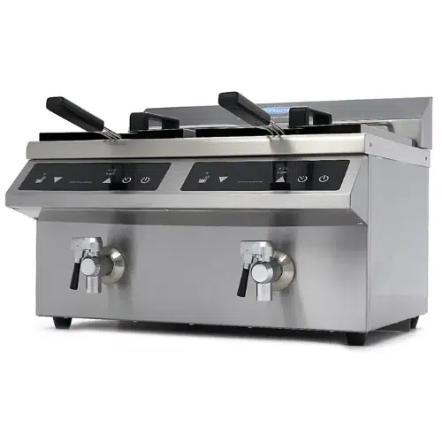 Maxima Gastro Induktion Fritteuse - 2 x 8 liter - 2 Körbe - mit Ablasshahn - 09371095