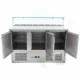 Maxima Gastro Pizzakühltisch - 137 cm - 3 Türen - Passt 8 x 16 GN - inkl. Glasabdeckung - 09400208